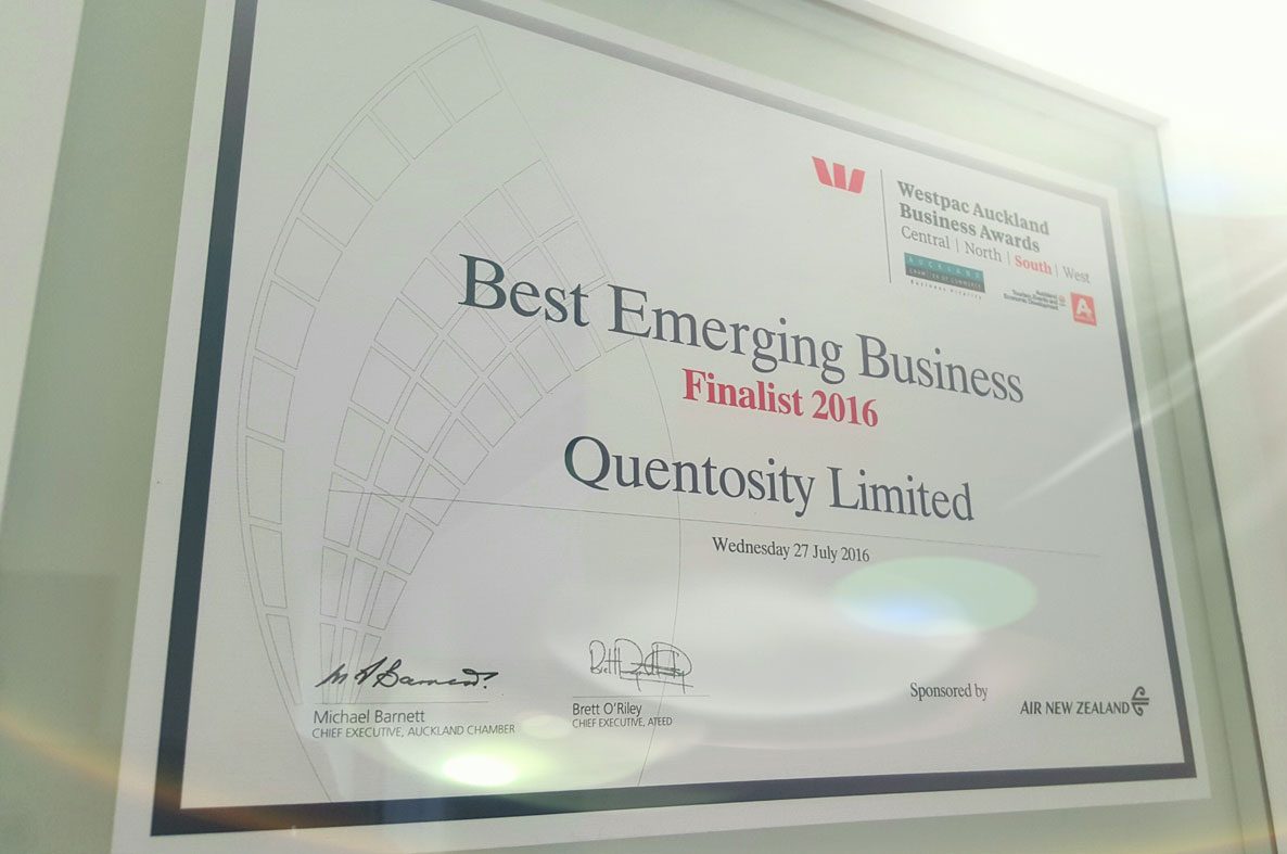 Quentosity’s Success At The Westpac Awards Sponsored By AIR New Zealand